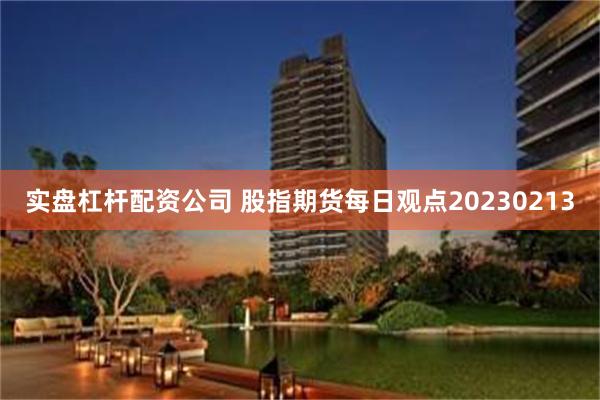 实盘杠杆配资公司 股指期货每日观点20230213